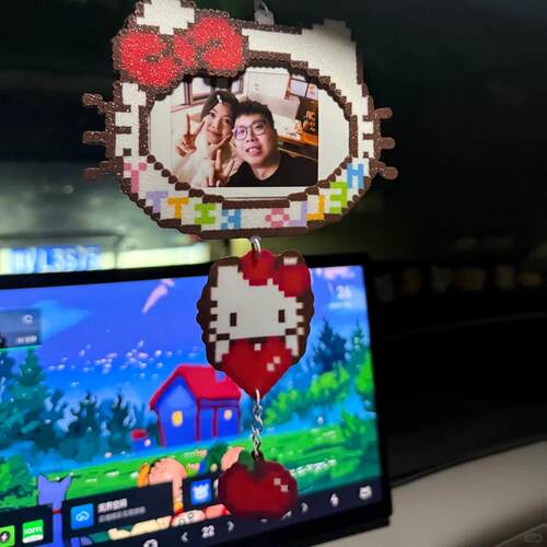 HelloKitty汽车挂件拼豆成品车饰手工车载挂件卡通可爱Hello平安