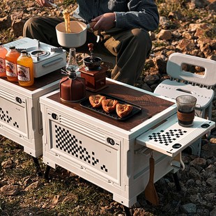 户外露营箱桌一体多功能野营野餐收纳箱车载后备箱折叠储物箱家用