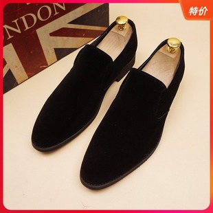 新翻毛皮潮流韩版 子磨砂皮男鞋 尖头皮鞋 英男伦休闲男鞋 男士 春秋季