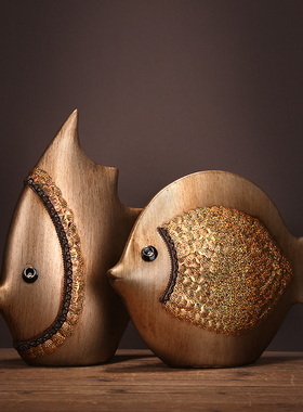 欧式摆件创意家居装饰品陶瓷客厅工艺品情侣鱼电视柜摆件结婚礼物