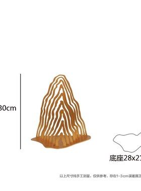 中式室内庭院楼梯景观造景装饰铁艺假山鱼池大型金属山影落地摆件