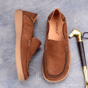 新款 软底减震驾车鞋 豆豆鞋 时尚 子 男真皮透气软皮休闲皮鞋 外贸男鞋