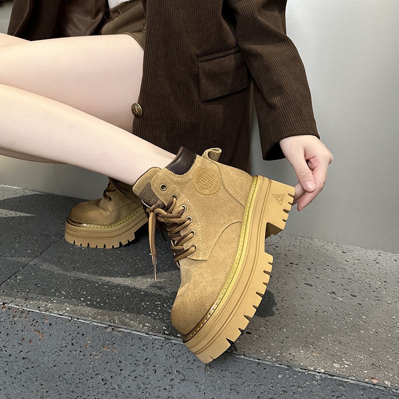 马丁靴女冬季g2024新款大黄靴户外徒步登山鞋真皮厚底工装短靴子