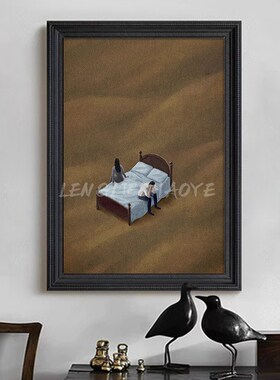 美式轻奢中古风人物图案装饰挂画小众艺I术个性客厅玄关纯手绘油