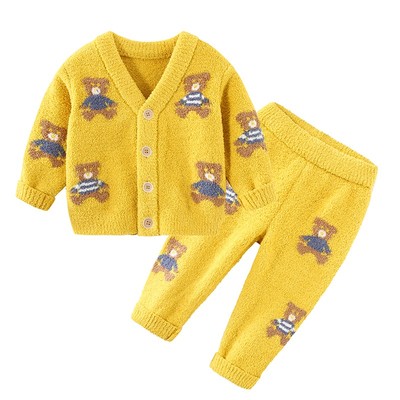 儿童家居服套装2021秋冬季男童软绵绵开衫睡衣亲子装居家套装5627