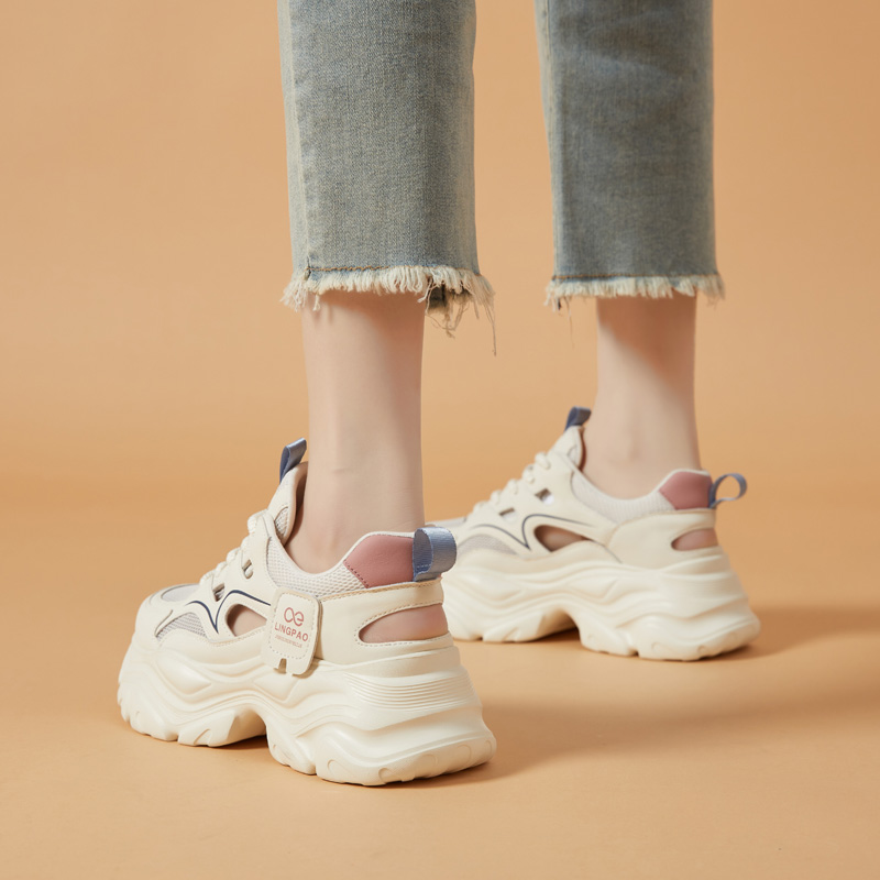 老爹鞋女20g24新款夏季小个子增高运动鞋镂空网面透气单网薄款女