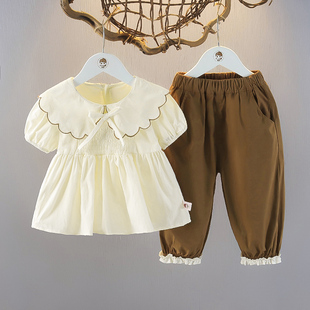 女宝宝公主短袖 女童套装 儿童衣服2025童装 薄款 两件套婴儿夏天 夏季