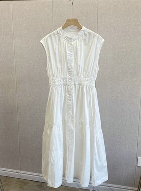 纯欲风白色无袖连衣裙女夏季气质温柔收腰显瘦初恋温Z柔风长裙棉