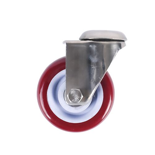 304不锈钢静音耐磨双刹车轮/聚氨酯脚轮3寸万向轮4寸孔顶转向轮子