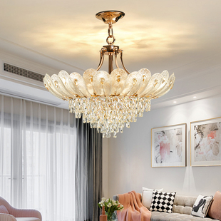 灯具大气 水晶吊灯奶油风卧室餐厅灯美式 轻奢客厅灯2023年新款 法式