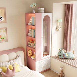 儿童床头柜衣柜一体转角置物柜女孩卧室收纳储物柜小户型床边高柜