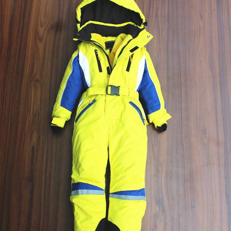 新款专业加厚儿童连体滑雪服男女童滑雪套装宝宝冲锋衣防水抗寒-3图片