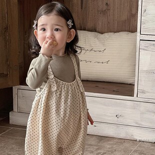 韩国童装女童春装2025小童连体衣女宝牛仔可爱婴儿a类背带套装