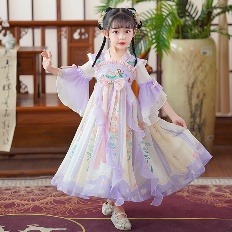 女童汉服夏款古风超仙唐装女款中国风襦裙女孩2023新款儿童洋装图片