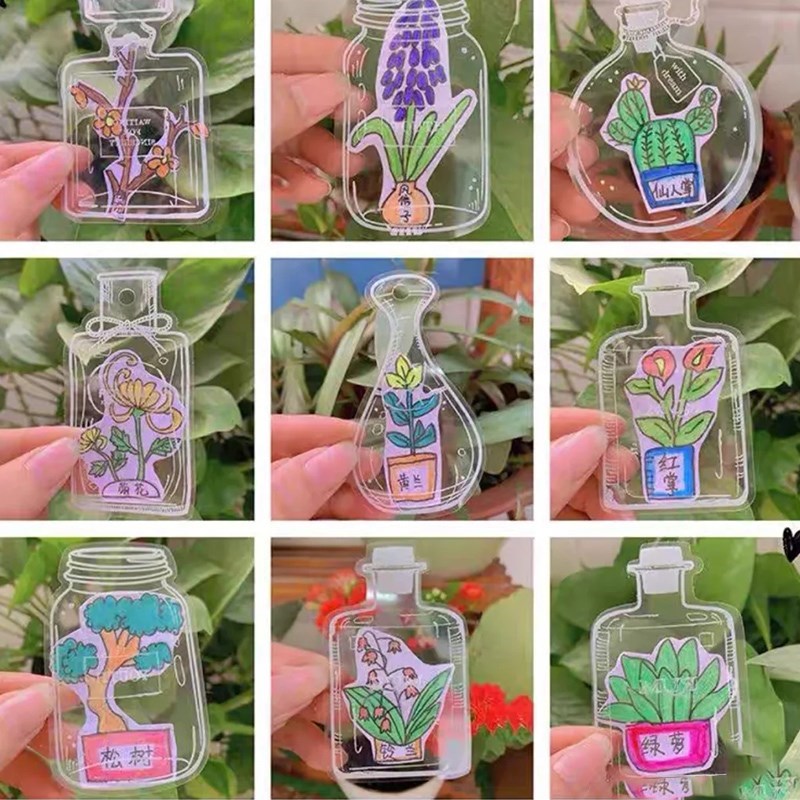 春天主题手工瓶子ldiy材料幼儿童自环创儿园制透明玻璃纸押花书签