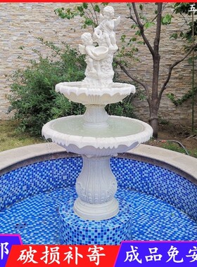 欧式婚庆天使雕塑喷泉 庭院阳台流水鱼池 户外园林大型水景观摆件