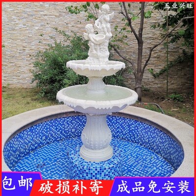 欧式婚庆天使雕塑喷泉 庭院阳台流水鱼池 户外园林大型水景观摆件