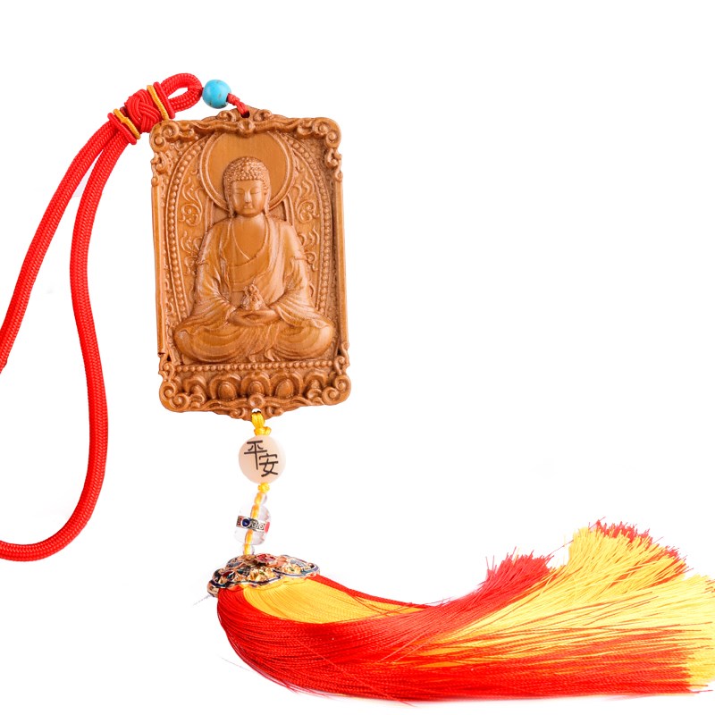 十二生肖汽车后视镜挂饰桃木千手观音菩萨挂件不动明王普贤大势至