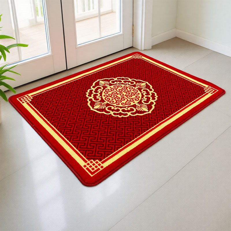 红色新中式入户地垫可机洗进门脚垫喜庆防滑地毯婚庆玄关门厅门垫