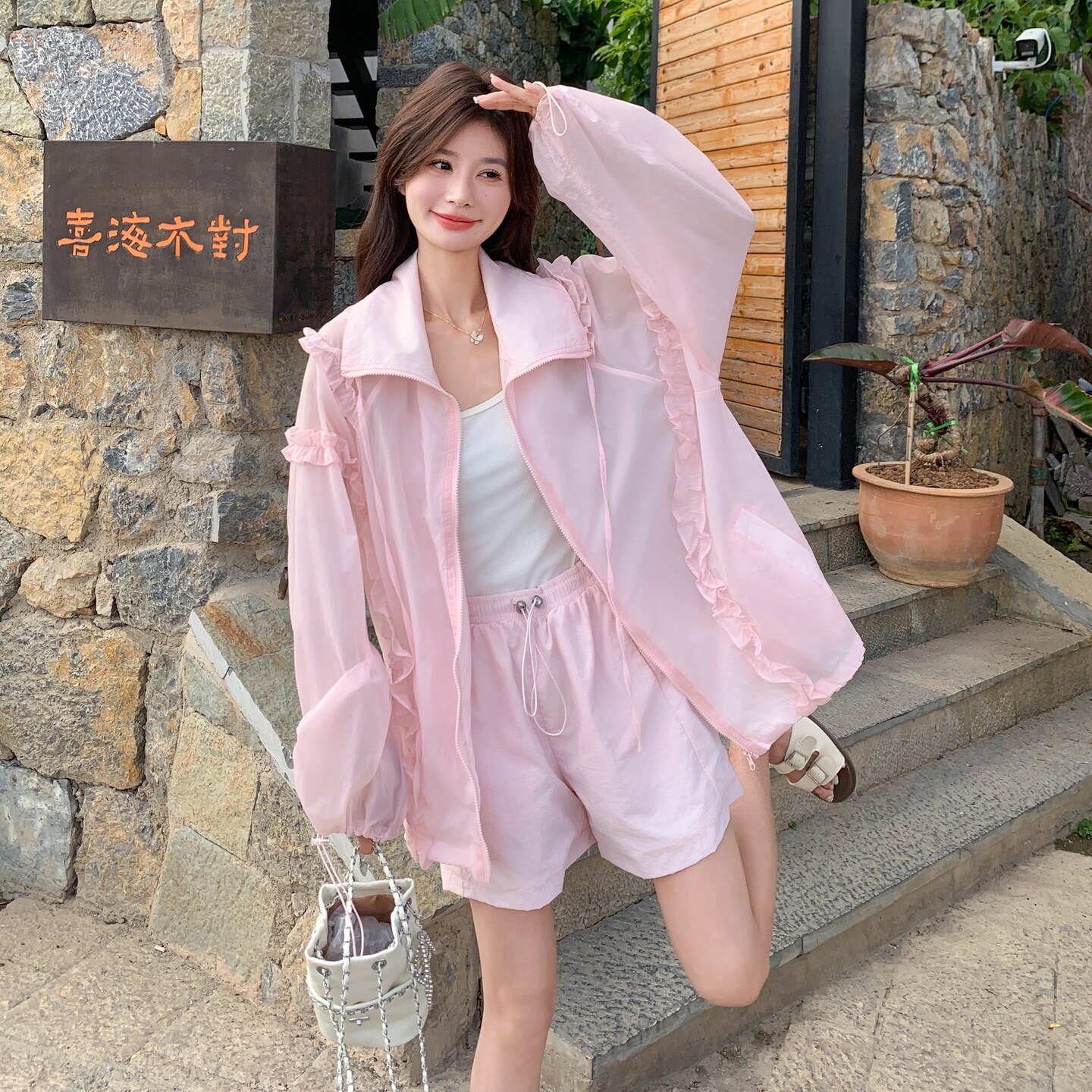 2025【现货夏款】新货荷叶边两件套201-Q033-P155-控228,女装套装/套裙,浙宝201