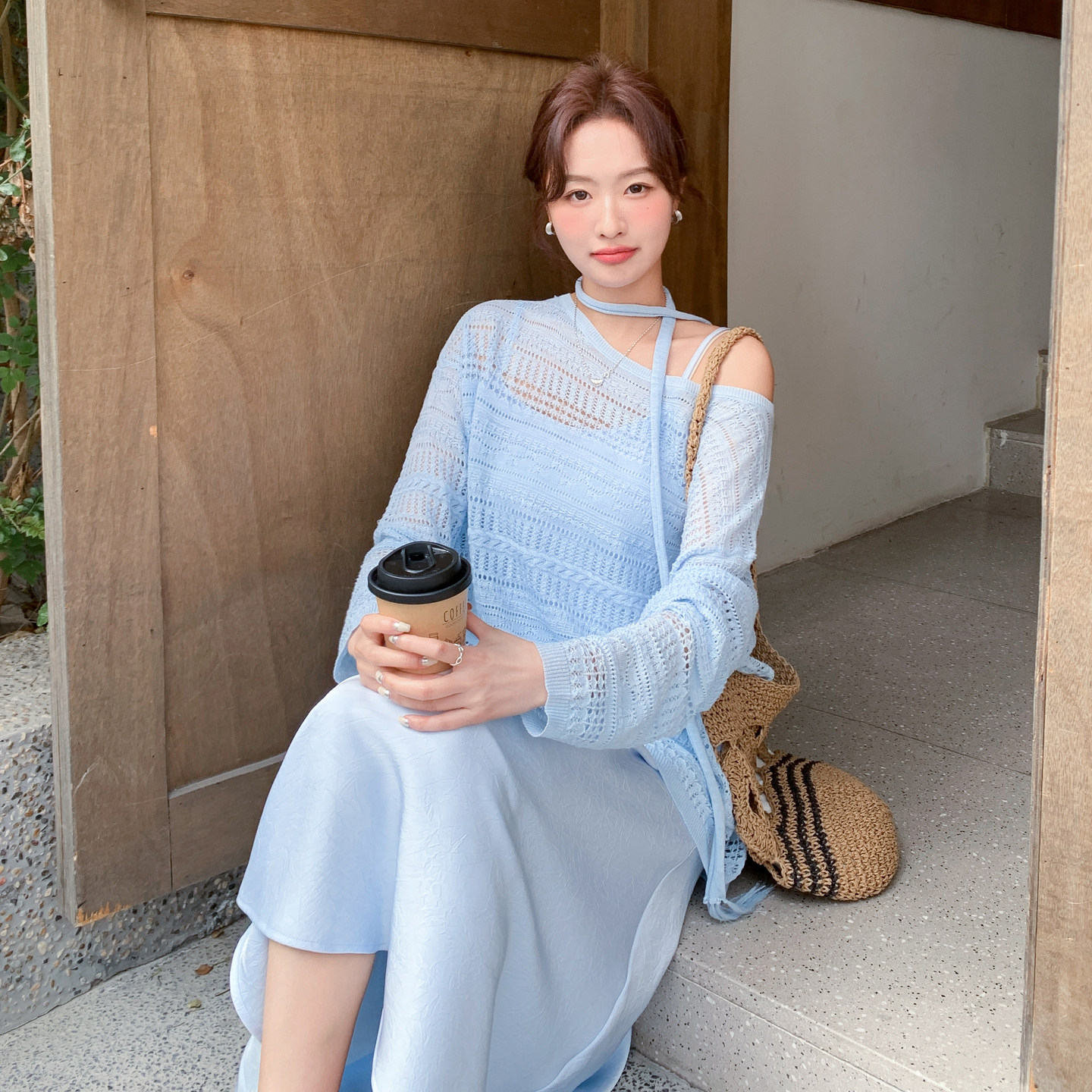 2026【现货春款】新货慵懒风露肩吊带裙201-Q365-P175-控288,女装套装/套裙,浙宝201