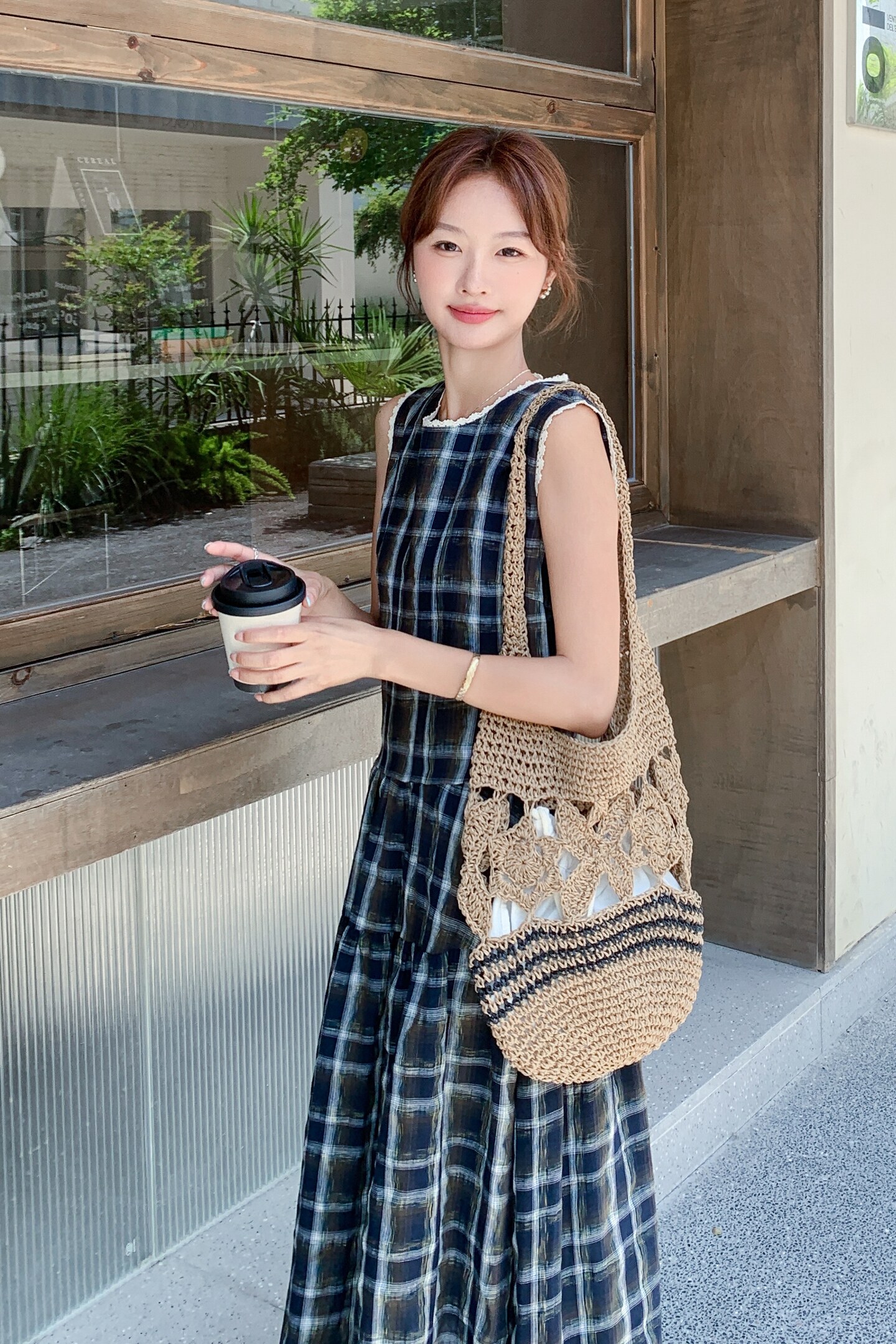 2025【现货夏款】新货格子吊带连衣裙201-Q096-P135-控198,女装连衣裙,浙宝201