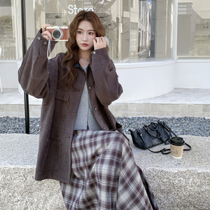 美式复古巴恩风工装牛仔外套女2025秋季新款pu皮撞色翻领宽松夹克图片