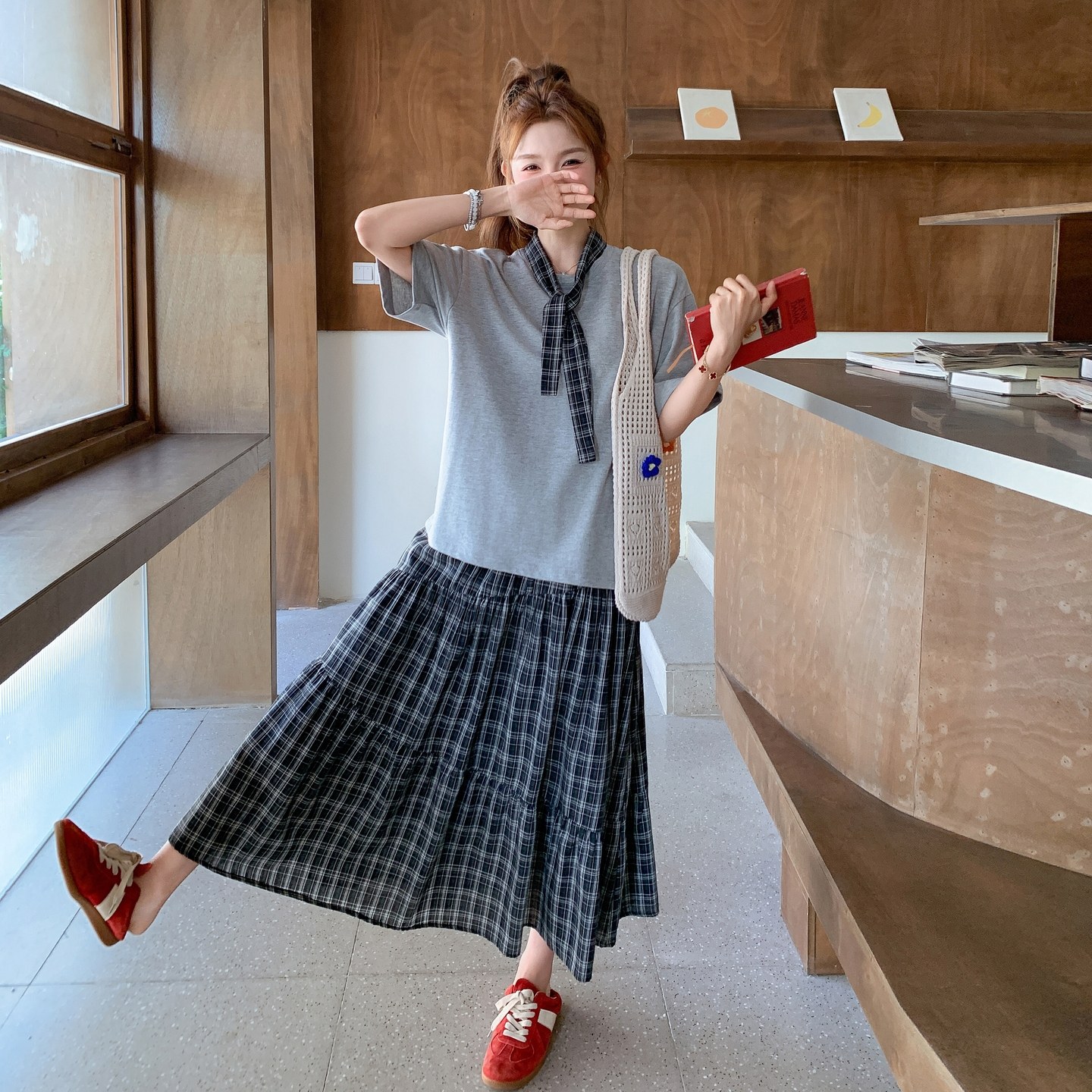 2025【现货夏款】新货格子半裙201-Q089-P155-控228,女装套装/套裙,浙宝201
