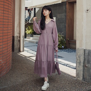 【现货春款】新款紫色法式衬衫裙子201-2262-P115-控168，女装连衣裙，浙宝201