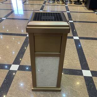 黑金玫瑰金不锈钢座地烟灰桶室内立式垃圾桶酒店商场电梯口走廊