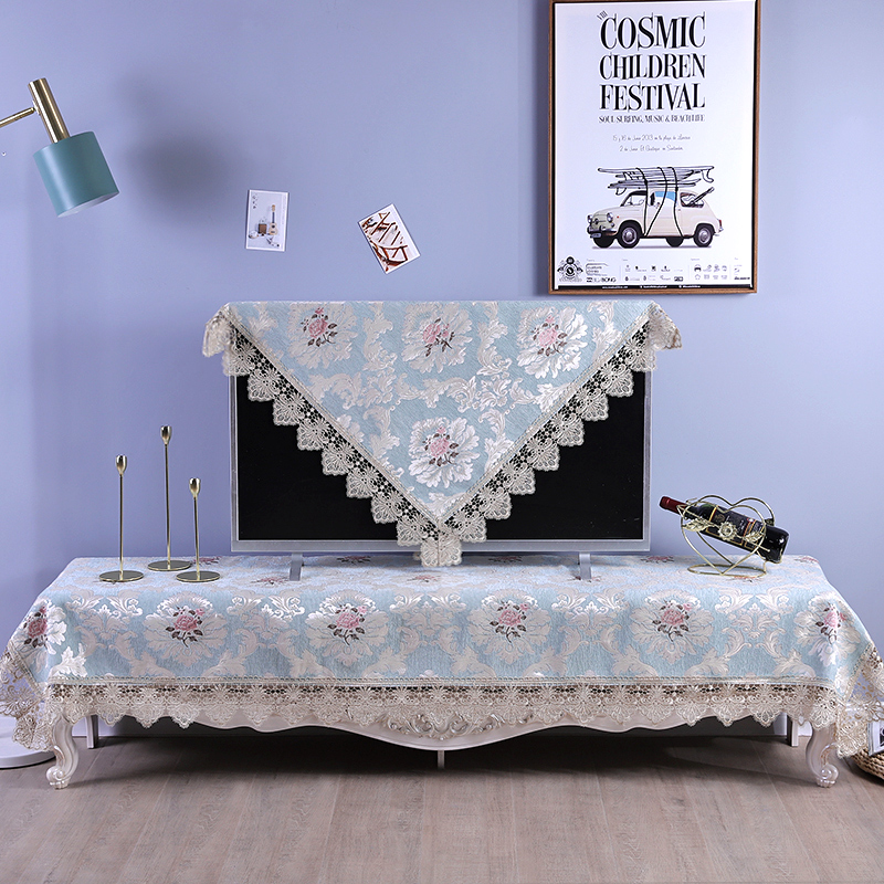 欧式电视柜盖布蕾丝防尘罩长方形客厅长条桌布电视盖布罩防尘套装