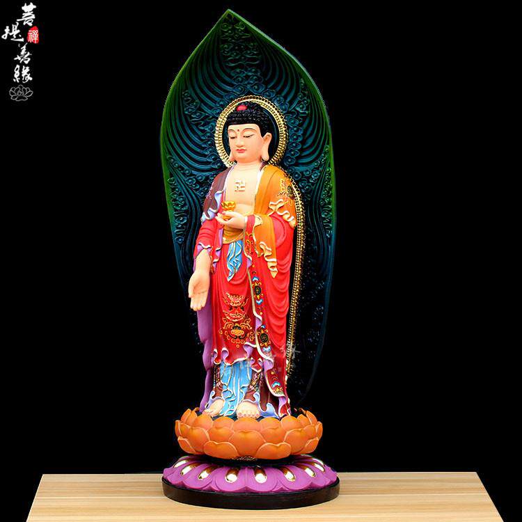 树脂玻璃钢彩绘西方三圣佛像摆件观音菩萨阿弥陀佛大势至菩萨佛像