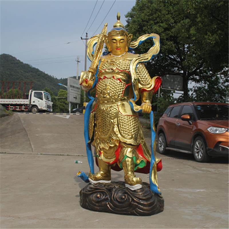 厂家直销寺庙佛像树脂鎏金彩绘2米高站韦陀菩萨 珈蓝韦驮护法神像