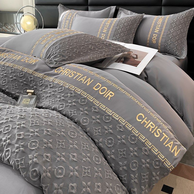 2024夏季新款冰丝四件套床上水洗真丝丝滑裸睡被套轻奢高级感床单