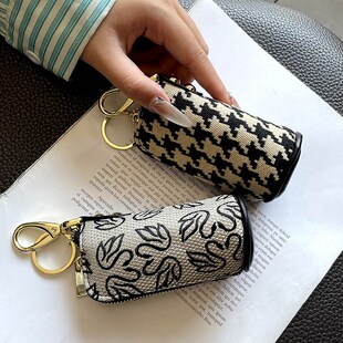 钥匙包女2024新款随身网红帆布收纳包迷你小包多功能大容量锁匙包