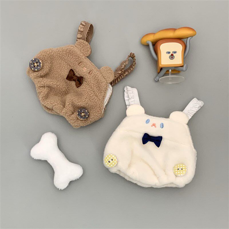 娃岛联萌棉花娃娃20cm娃衣公仔自嘲熊插画小人衣服爬爬服背带裤萌