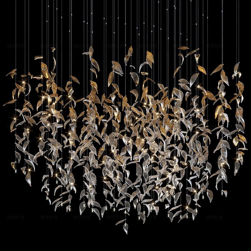 售楼部沙盘吊灯美容院店铺大厅树叶装饰吊坠非标灯具定制酒店大堂