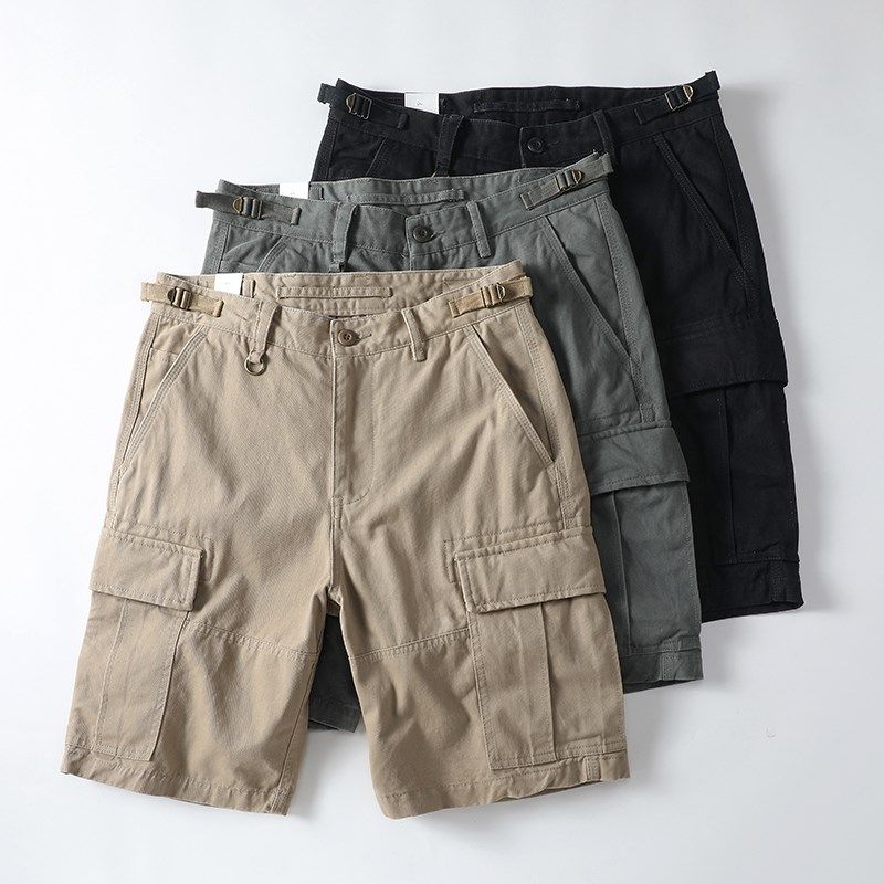 2025夏季美式复古纯棉工装短裤男宽松直筒多口袋休闲五分裤户外裤,男装,短裤,淘宝优惠券,粉丝福利购,淘宝优惠卷