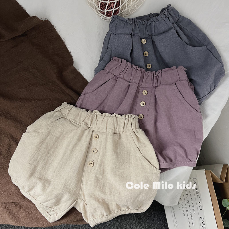 复古棉麻韩国儿童短裤202u3夏款男童裤子女童热裤宝宝森系童装休