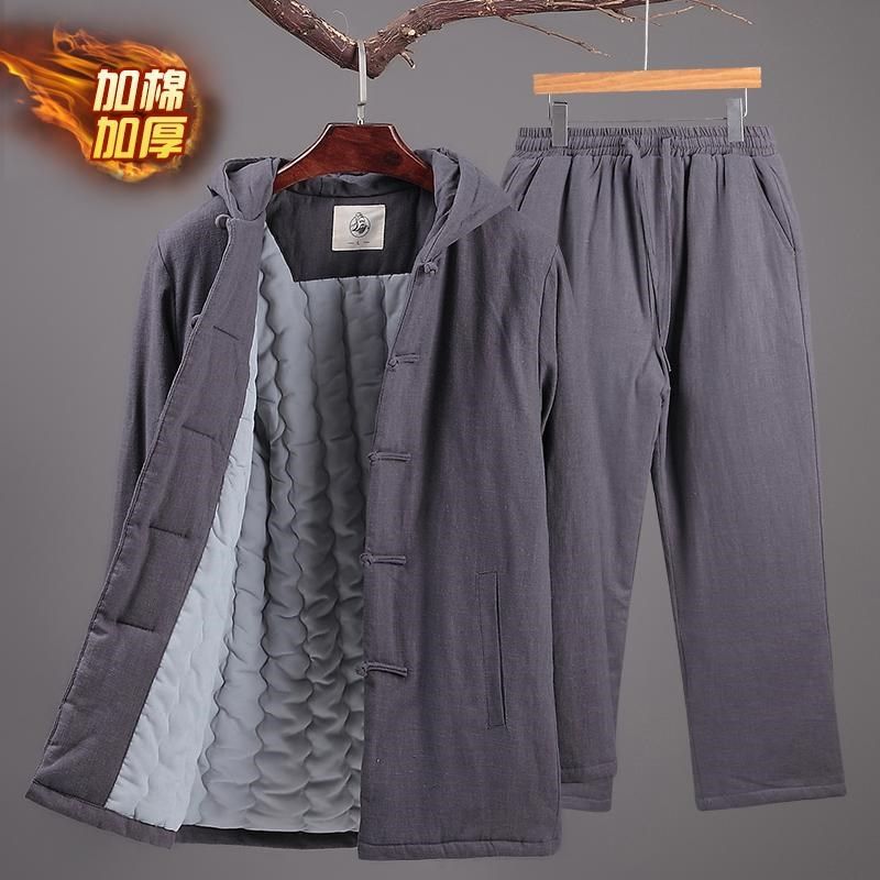 中国风唐装青年棉服套装棉麻加厚外套连帽棉衣中式棉袄棉裤俩件套,男装,唐装,淘宝优惠券,粉丝福利购,淘宝优惠卷