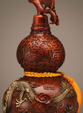 全铜龙凤葫芦摆件客厅玄关家居博古架装饰品结婚新人新婚礼物礼品