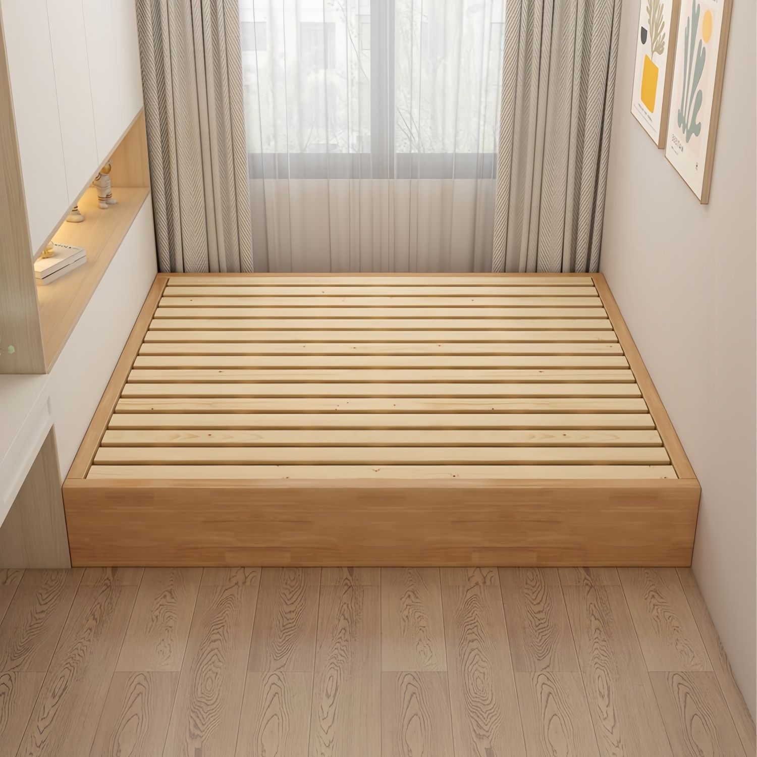 实木榻榻米无床头床落地1米酒店床无靠背1.2现代简约1.5床架,住宅家具,实木床,淘宝优惠券,粉丝福利购,淘宝优惠卷