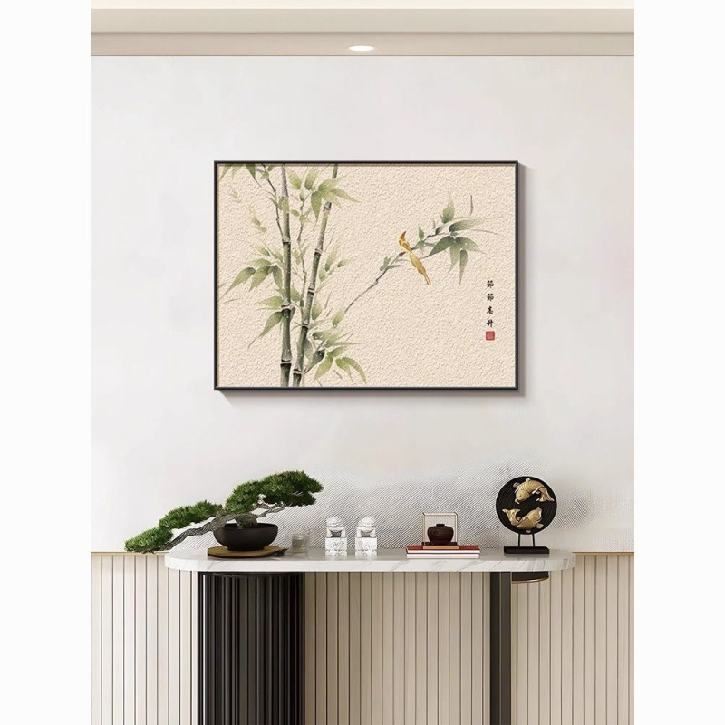节节中式高升电表箱装饰画竹子配电箱电闸遮挡新款客厅挂画壁画