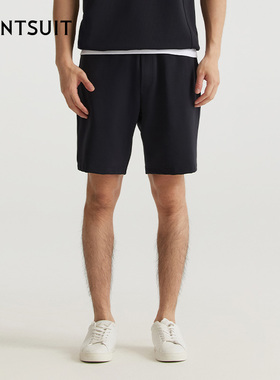 WANTSUIT秋冬藏青色针织运动休闲短裤下装商务百搭休闲舒适专柜礼