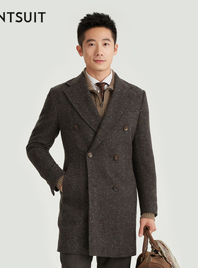 WANTSUIT男士深灰色彩点纱大衣上衣外套专柜绅士商务
