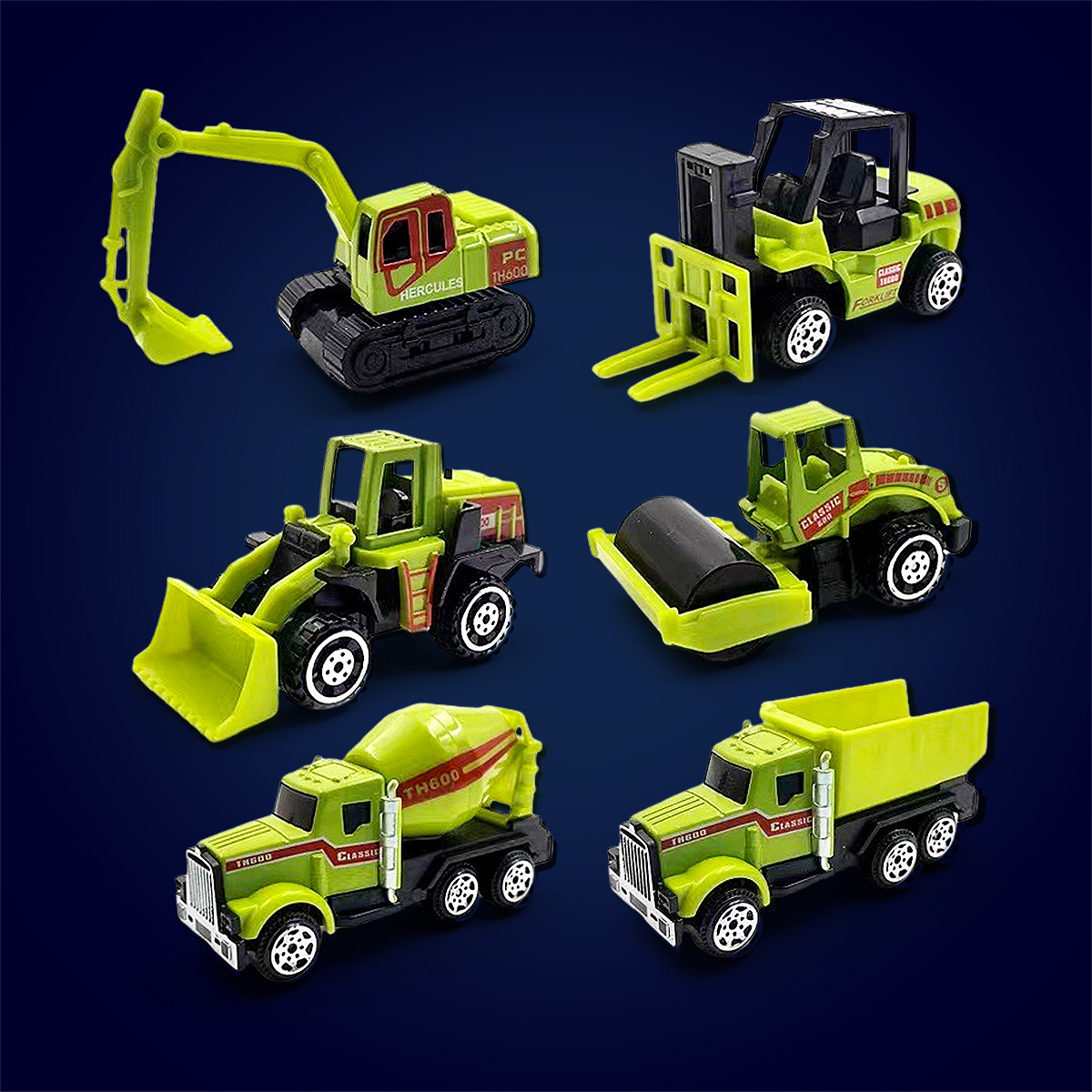 2026新款6只仿真合金工程车模型儿童玩具 惯性滑行玩具