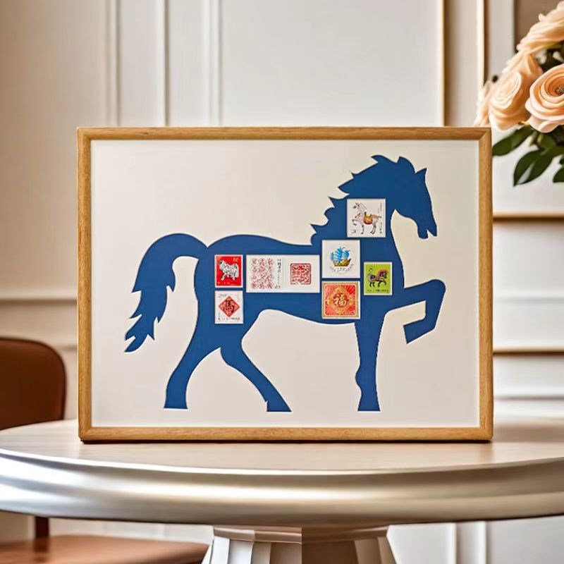 马年生肖相框实木榫卯结构仪式感小礼物精美摆件送朋友生日礼物