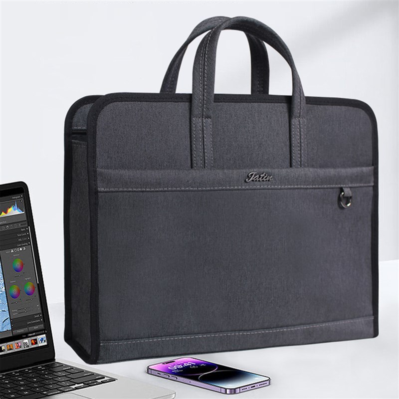 建腾A4手提文件袋拉链式帆布商务会议公文包男士资料袋多层女士文