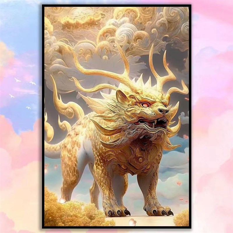 国潮中国风山海经神兽diy数字油画高级感客厅卧室手工填色充绘画