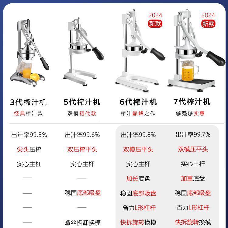 手汁机平头动手压炸石榴压汁器商用摆摊鲜榨汁橙平口挤新F977559M